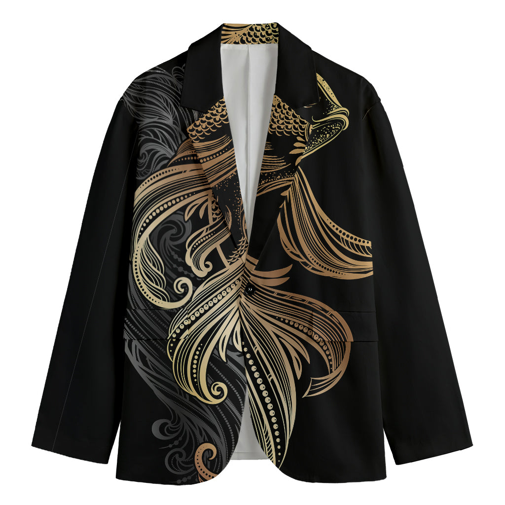 Bohemian Spiritual Fish Print Men's Cotton Blazer