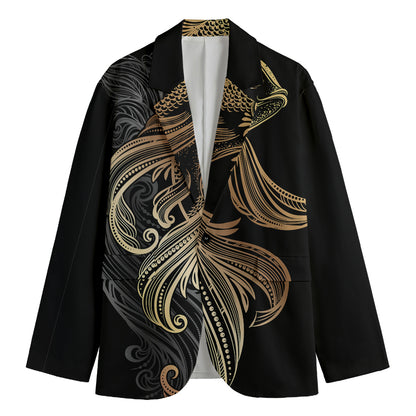 Bohemian Spiritual Fish Print Men's Cotton Blazer