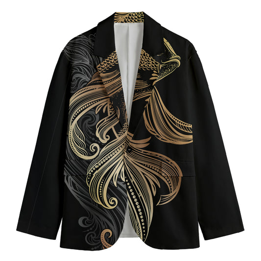 Bohemian Spiritual Fish Print Men's Cotton Blazer