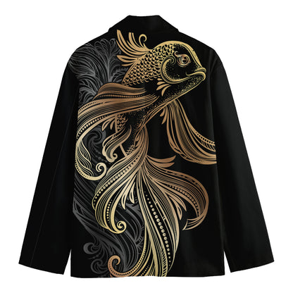 Bohemian Spiritual Fish Print Men's Cotton Blazer