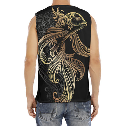Bohemian Spiritual Fish Print Men's Fitness Tank Top