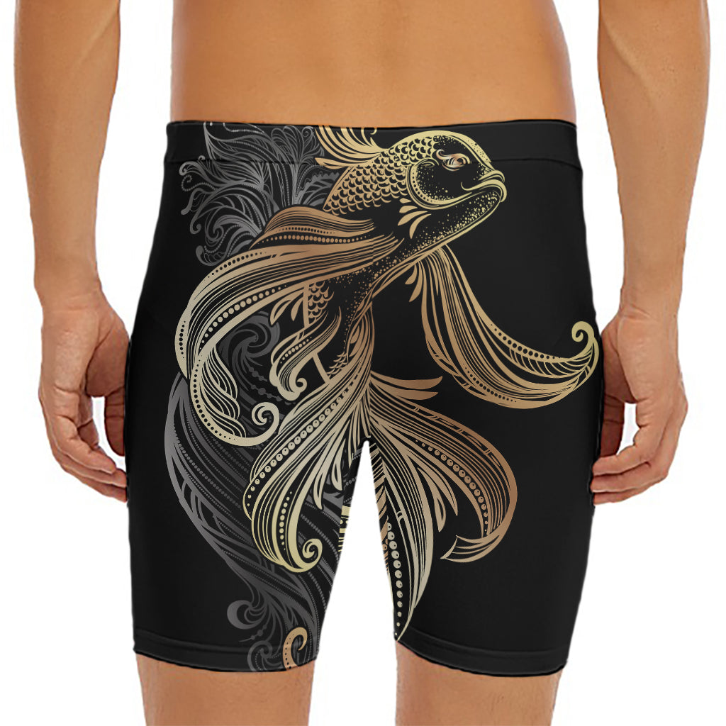 Bohemian Spiritual Fish Print Men's Long Boxer Briefs