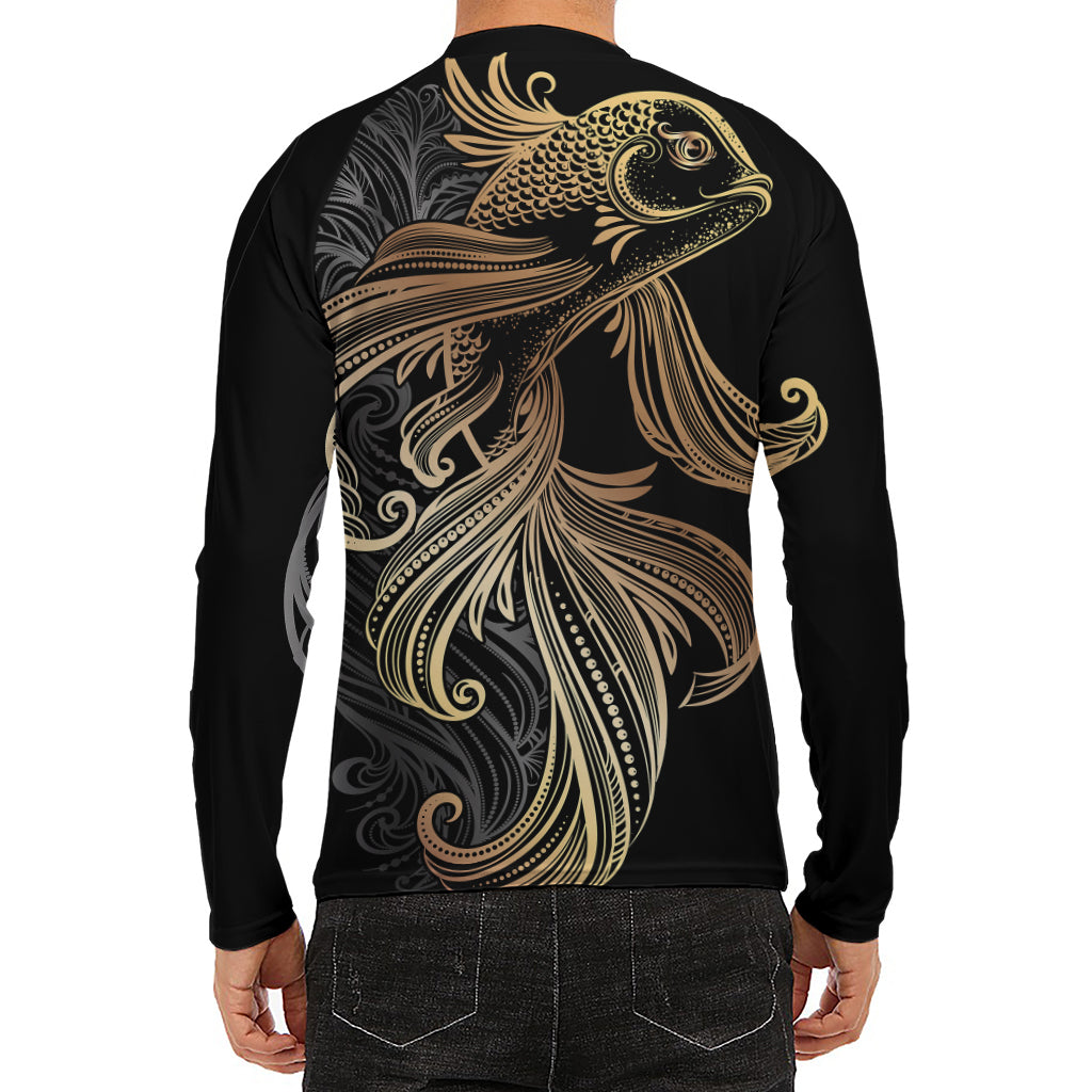 Bohemian Spiritual Fish Print Men's Long Sleeve Rash Guard