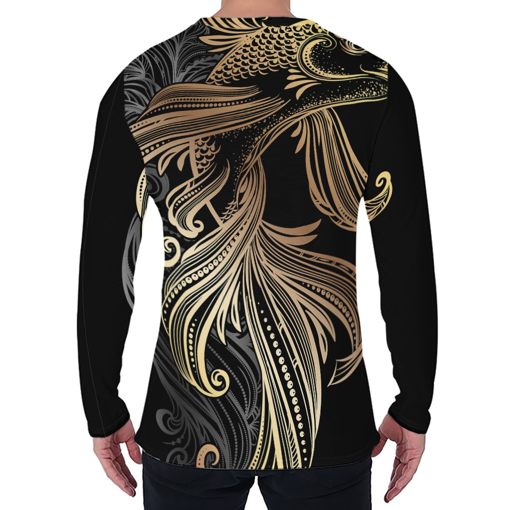 Bohemian Spiritual Fish Print Men's Long Sleeve T-Shirt