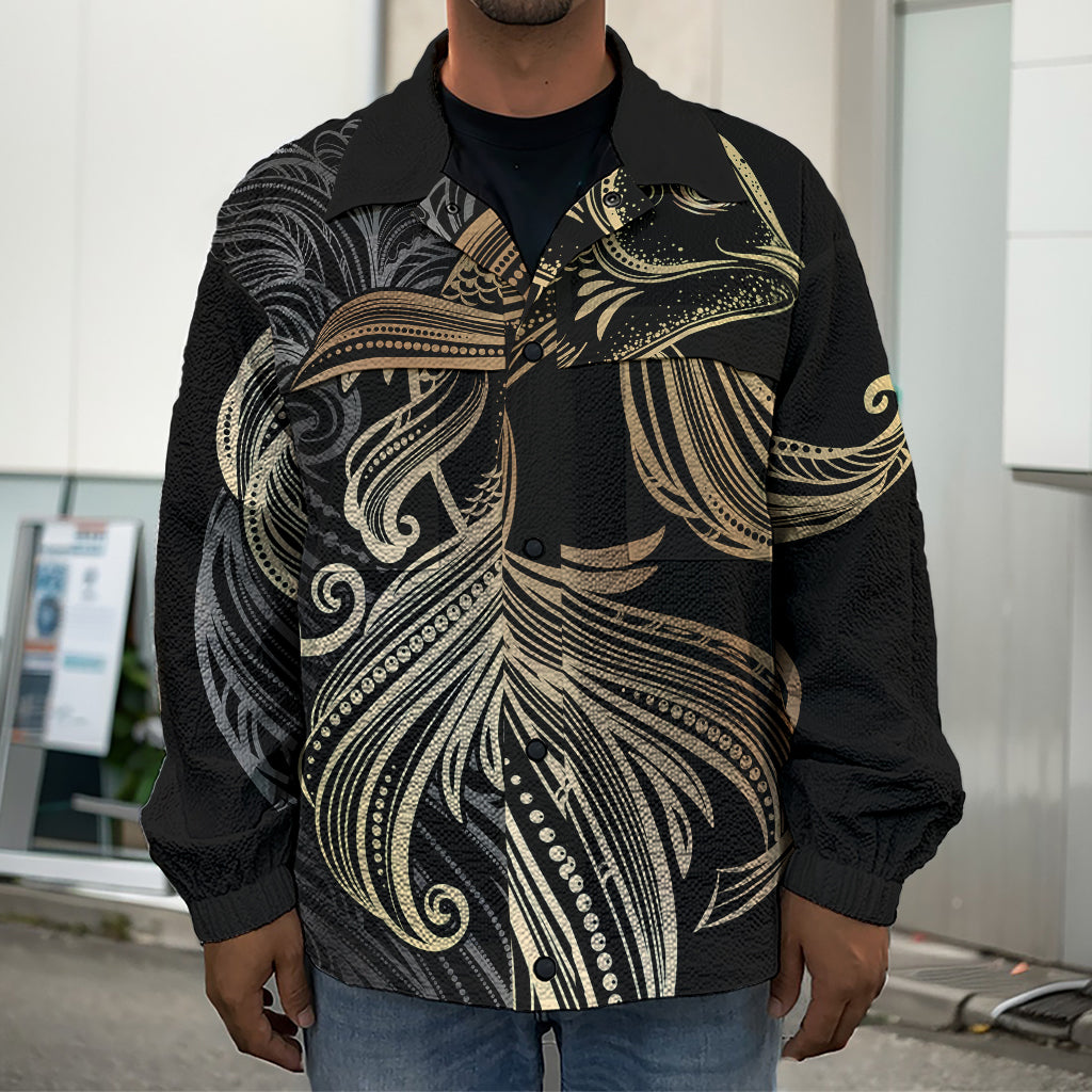 Bohemian Spiritual Fish Print Men's Shirt Jacket