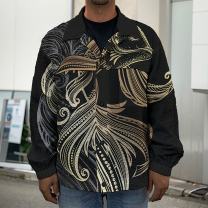 Bohemian Spiritual Fish Print Men's Shirt Jacket