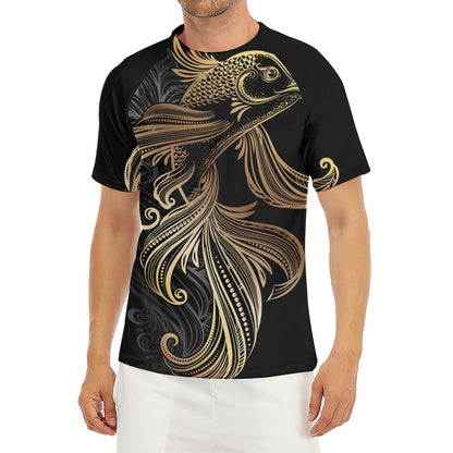 Bohemian Spiritual Fish Print Men's Short Sleeve Rash Guard
