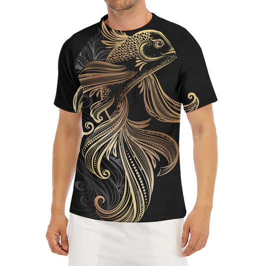 Bohemian Spiritual Fish Print Men's Short Sleeve Rash Guard