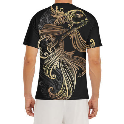 Bohemian Spiritual Fish Print Men's Short Sleeve Rash Guard