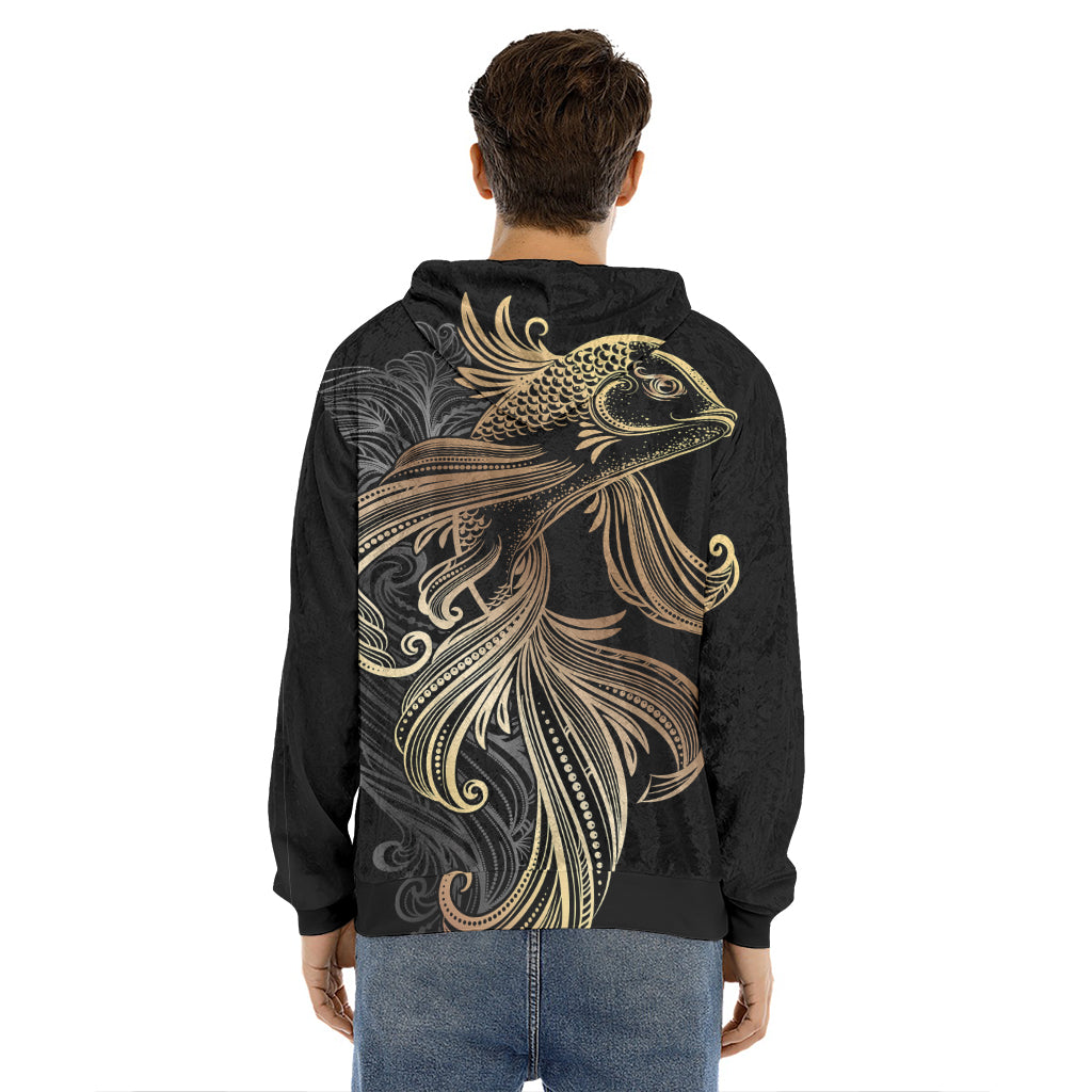 Bohemian Spiritual Fish Print Men's Velvet Pullover Hoodie