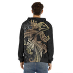 Bohemian Spiritual Fish Print Men's Velvet Pullover Hoodie