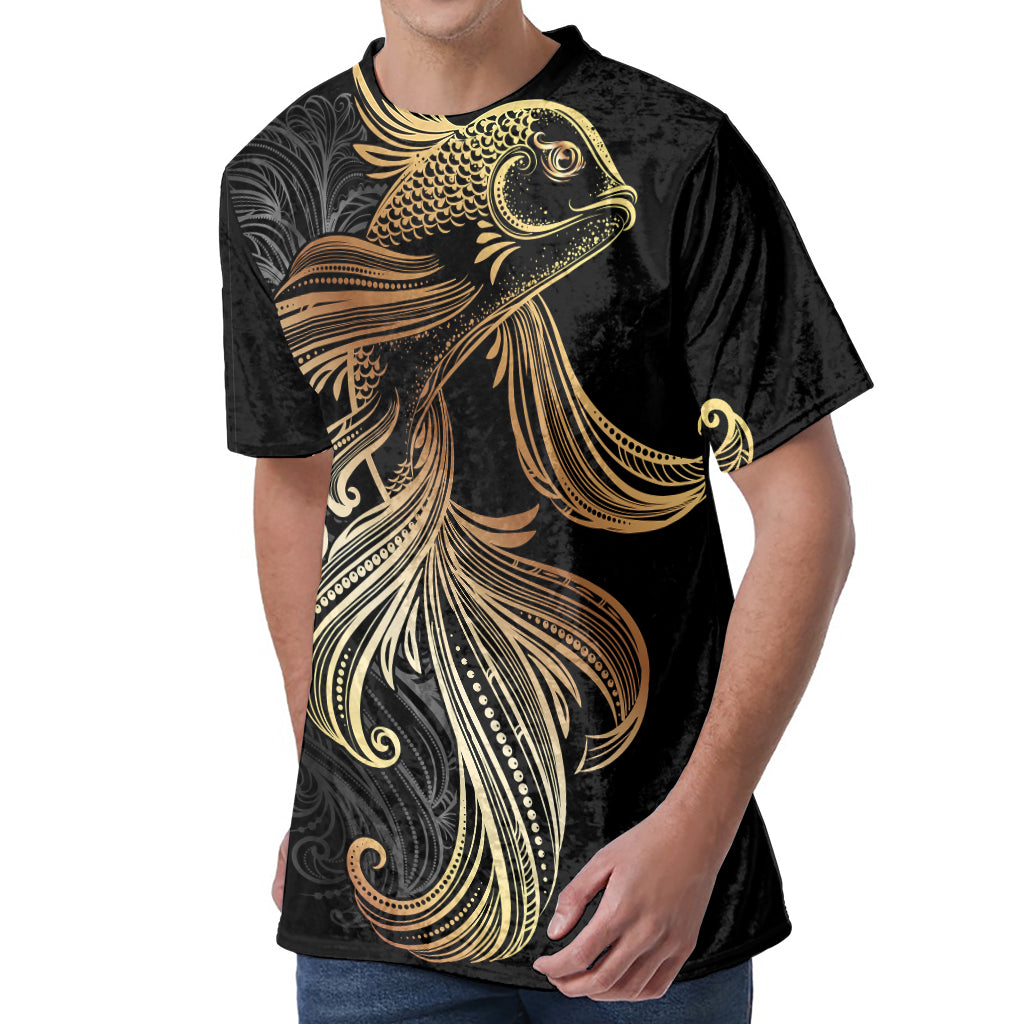 Bohemian Spiritual Fish Print Men's Velvet T-Shirt