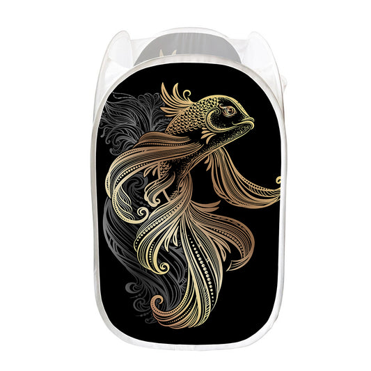 Bohemian Spiritual Fish Print Mesh Laundry Hamper