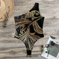 Bohemian Spiritual Fish Print One Shoulder Bodysuit