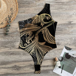 Bohemian Spiritual Fish Print One Shoulder Bodysuit