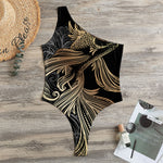Bohemian Spiritual Fish Print One Shoulder Bodysuit