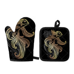 Bohemian Spiritual Fish Print Oven Mitt And Pot Holder Set
