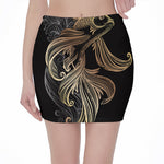 Bohemian Spiritual Fish Print Pencil Mini Skirt