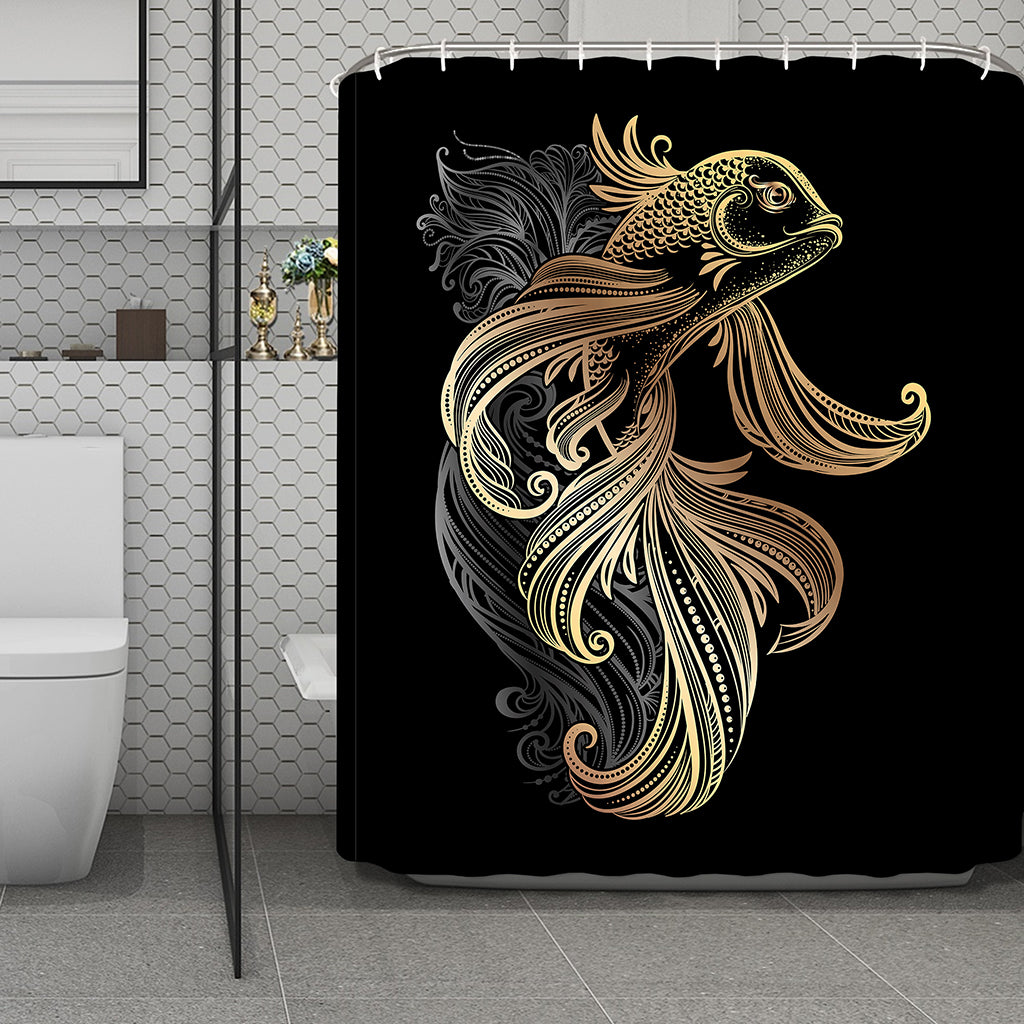 Bohemian Spiritual Fish Print Polyester Shower Curtain