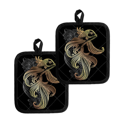 Bohemian Spiritual Fish Print Pot Holders