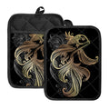 Bohemian Spiritual Fish Print Pot Holders With Pocket