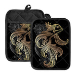 Bohemian Spiritual Fish Print Pot Holders With Pocket