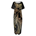 Bohemian Spiritual Fish Print Short Sleeve Long Nightdress