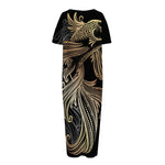 Bohemian Spiritual Fish Print Short Sleeve Long Nightdress