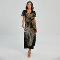 Bohemian Spiritual Fish Print Short Sleeve Maxi Dress