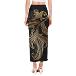 Bohemian Spiritual Fish Print Side Slit Maxi Skirt
