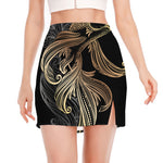 Bohemian Spiritual Fish Print Side Slit Mini Skirt