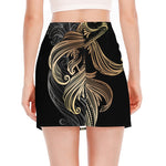 Bohemian Spiritual Fish Print Side Slit Mini Skirt