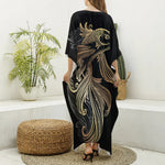 Bohemian Spiritual Fish Print Silk V-Neck Kaftan Dress