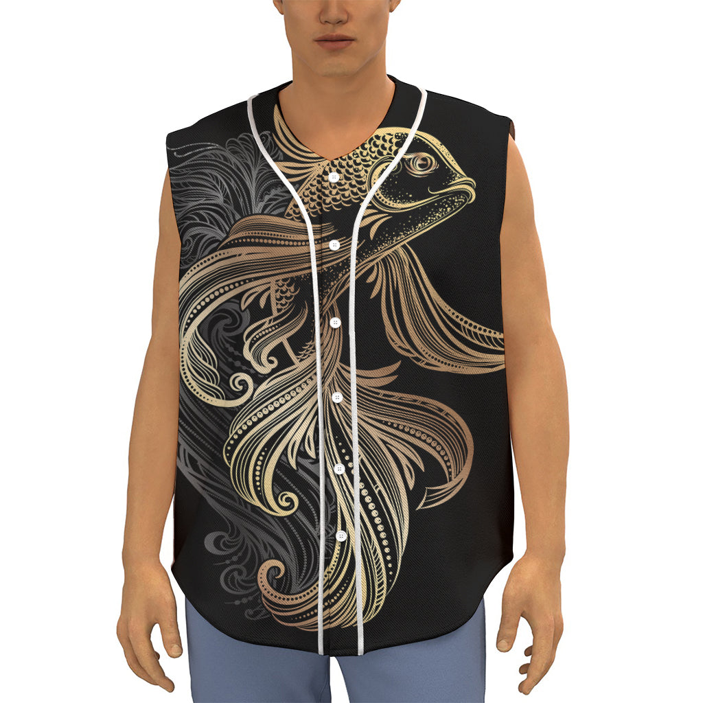 Bohemian Spiritual Fish Print Sleeveless Baseball Jersey