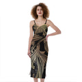 Bohemian Spiritual Fish Print Slim Fit Midi Cami Dress