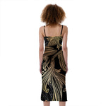 Bohemian Spiritual Fish Print Slim Fit Midi Cami Dress