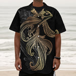 Bohemian Spiritual Fish Print Textured Short Sleeve Shirt