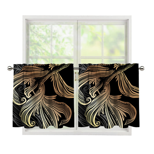 Bohemian Spiritual Fish Print Tier Curtains