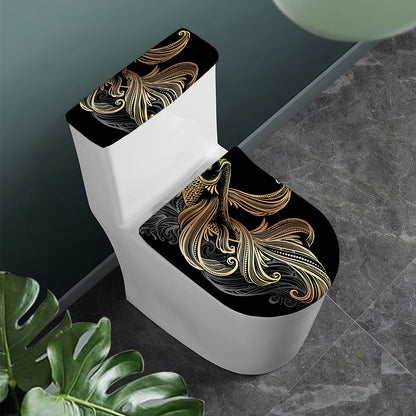 Bohemian Spiritual Fish Print Toilet Lid And Tank Cover Set