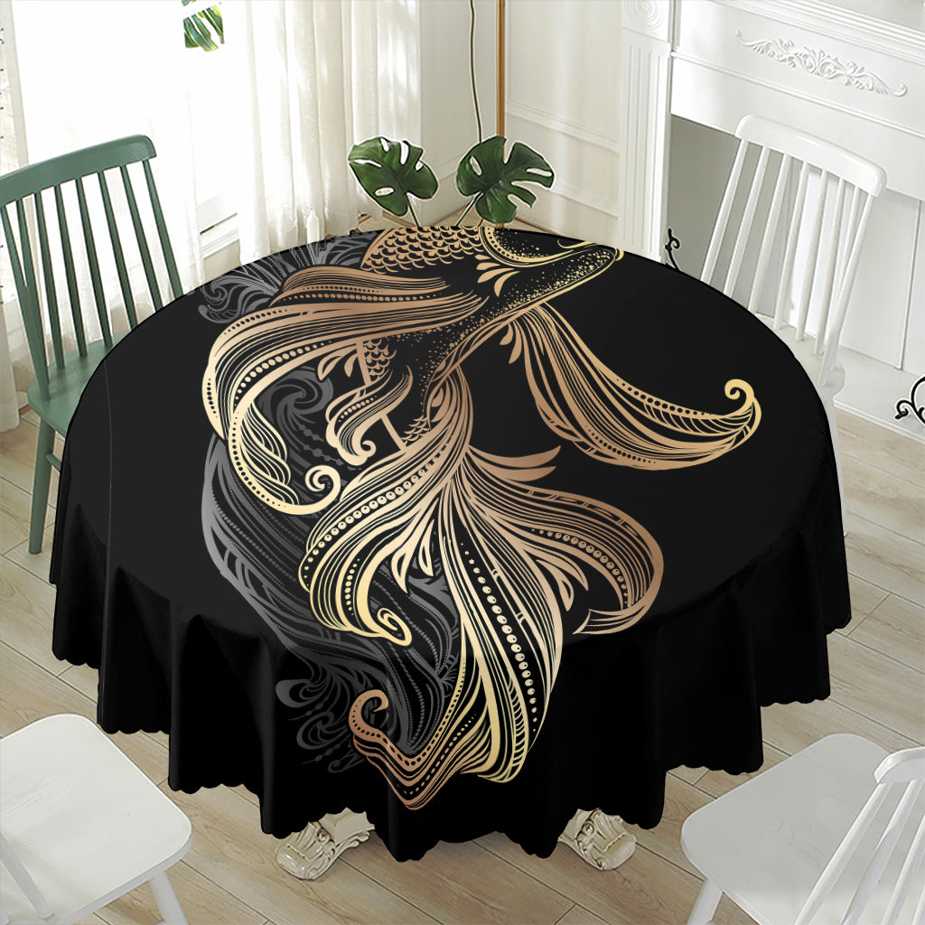 Bohemian Spiritual Fish Print Waterproof Round Tablecloth