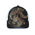 Bohemian Spiritual Fish Print White Mesh Trucker Cap