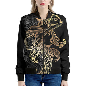 Bohemian Spiritual Fish Print Women's Bomber Jacket