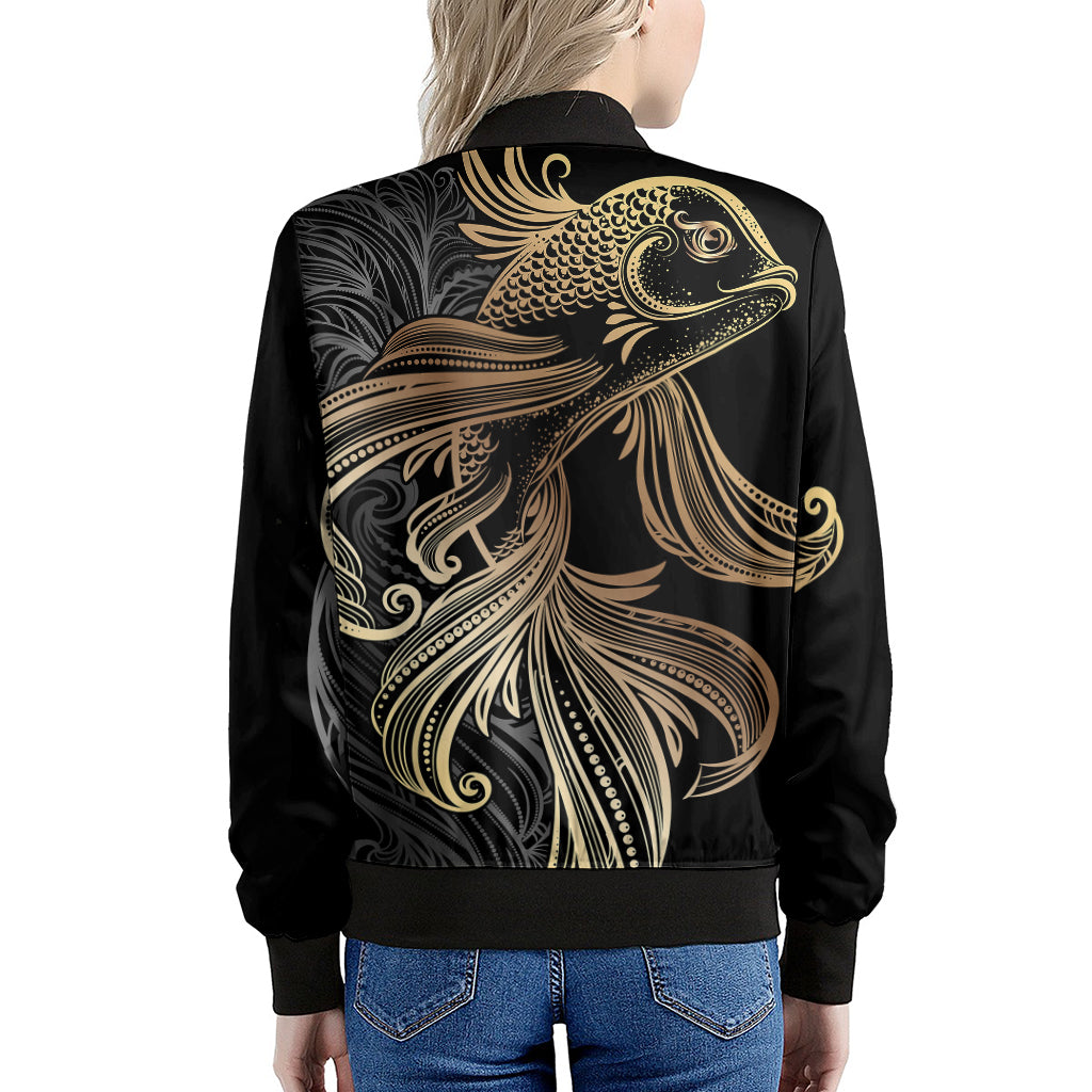 Bohemian Spiritual Fish Print Women's Bomber Jacket