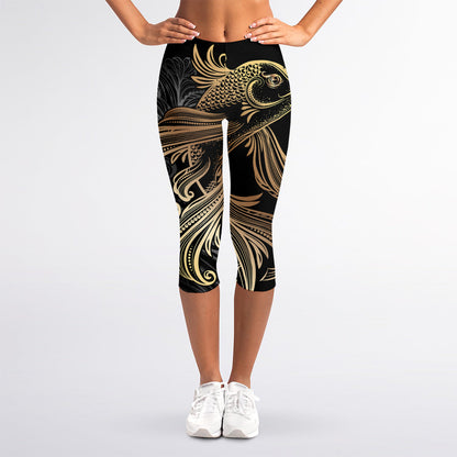 Bohemian Spiritual Fish Print Women's Capri Leggings