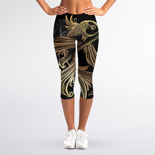 Bohemian Spiritual Fish Print Women's Capri Leggings