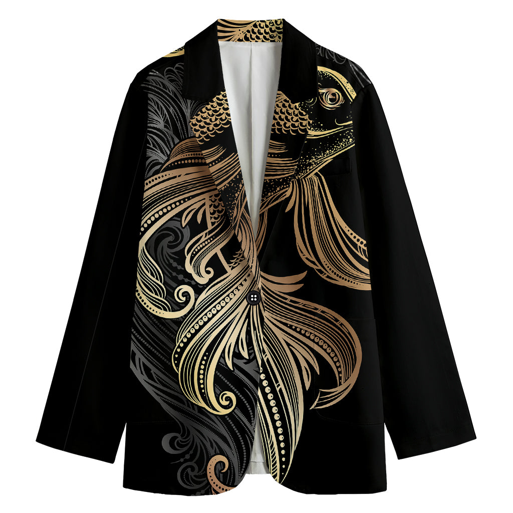 Bohemian Spiritual Fish Print Women's Cotton Blazer