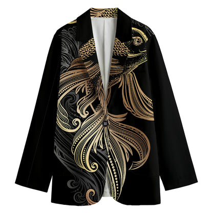 Bohemian Spiritual Fish Print Women's Cotton Blazer