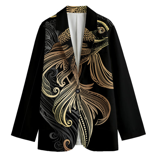 Bohemian Spiritual Fish Print Women's Cotton Blazer