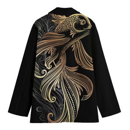 Bohemian Spiritual Fish Print Women's Cotton Blazer