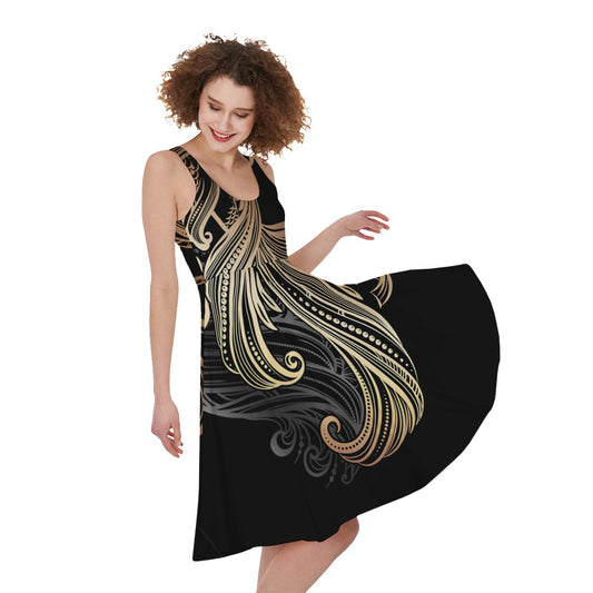Bohemian Spiritual Fish Print Women's Sleeveless Dress